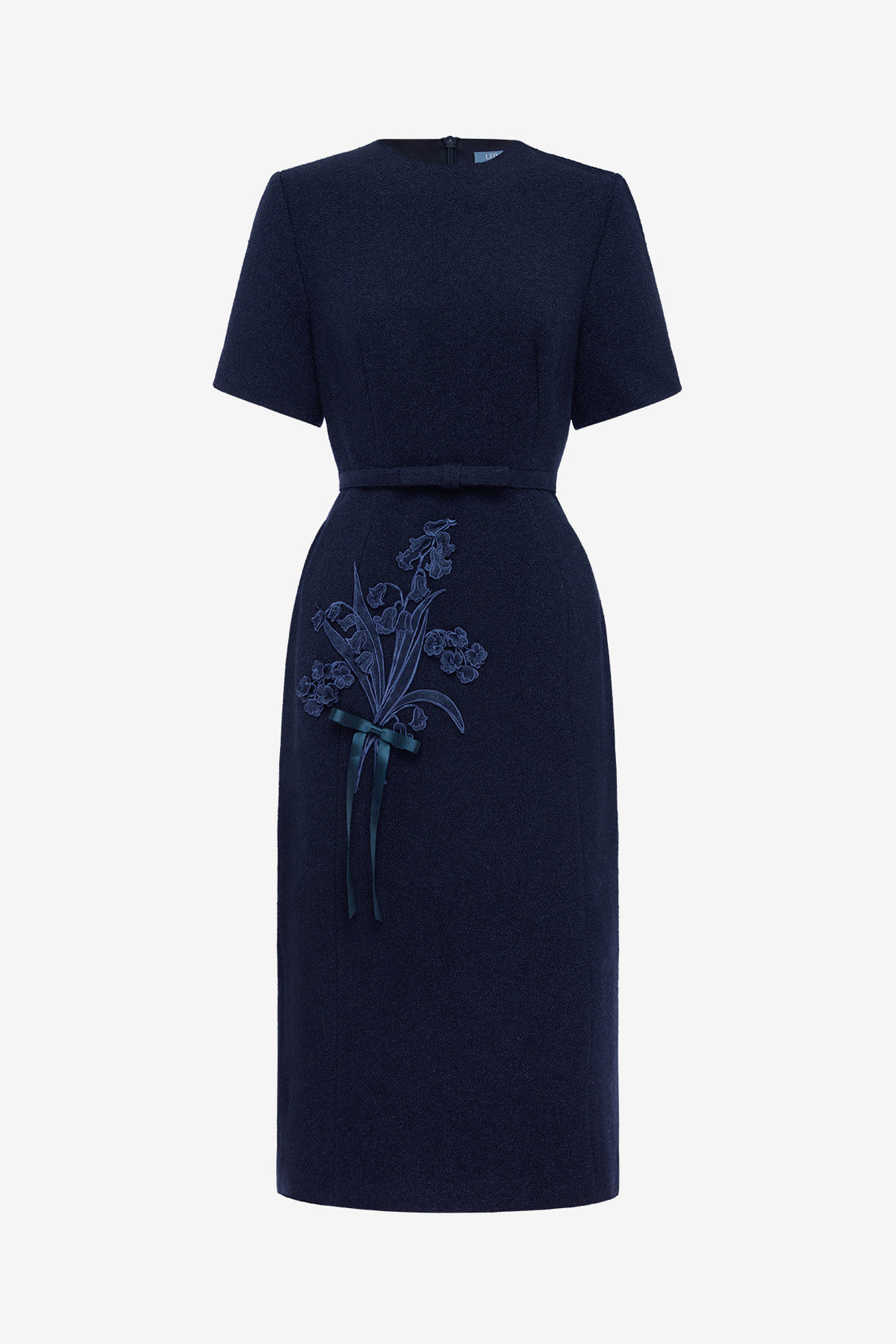 Elizabeth Short Sleeve Tweed Midi Dress - Midnight Dress Midi