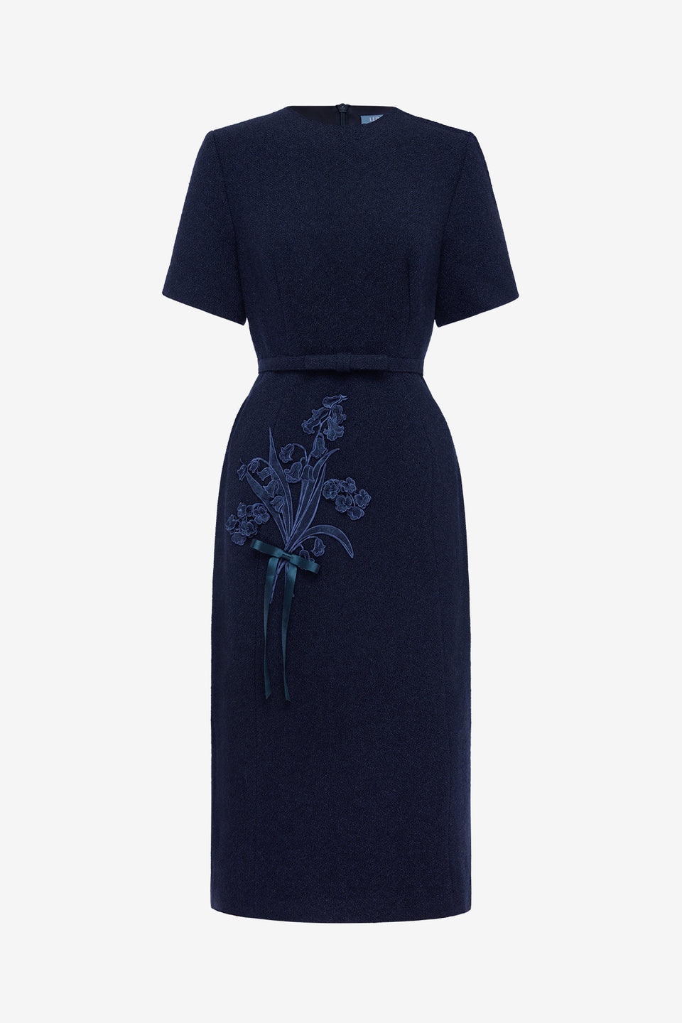 Elizabeth Short Sleeve Tweed Midi Dress - Midnight Dress Midi
