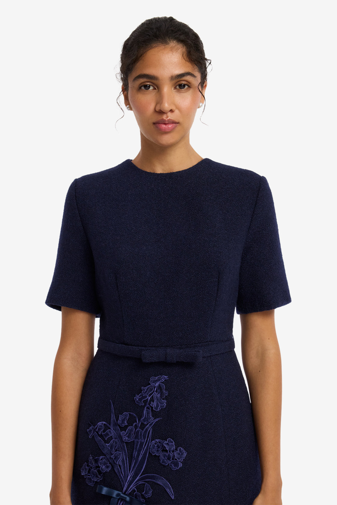 Elizabeth Short Sleeve Tweed Midi Dress - Midnight Midi Dress