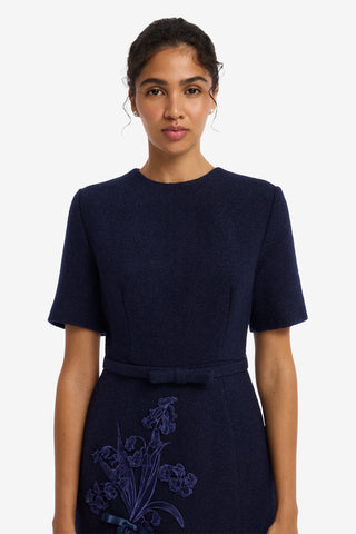 Elizabeth Short Sleeve Tweed Midi Dress - Midnight Midi Dress