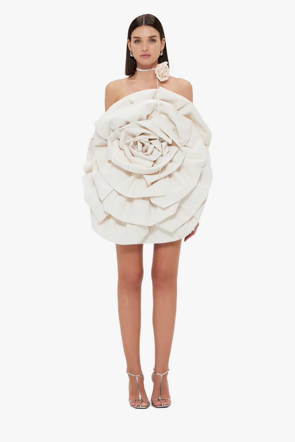 Exclusive Leo Lin Bloom Rose Mini Dress - Vanilla