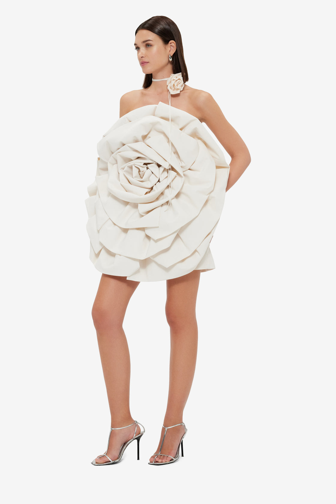 Exclusive Leo Lin Bloom Rose Mini Dress - Vanilla