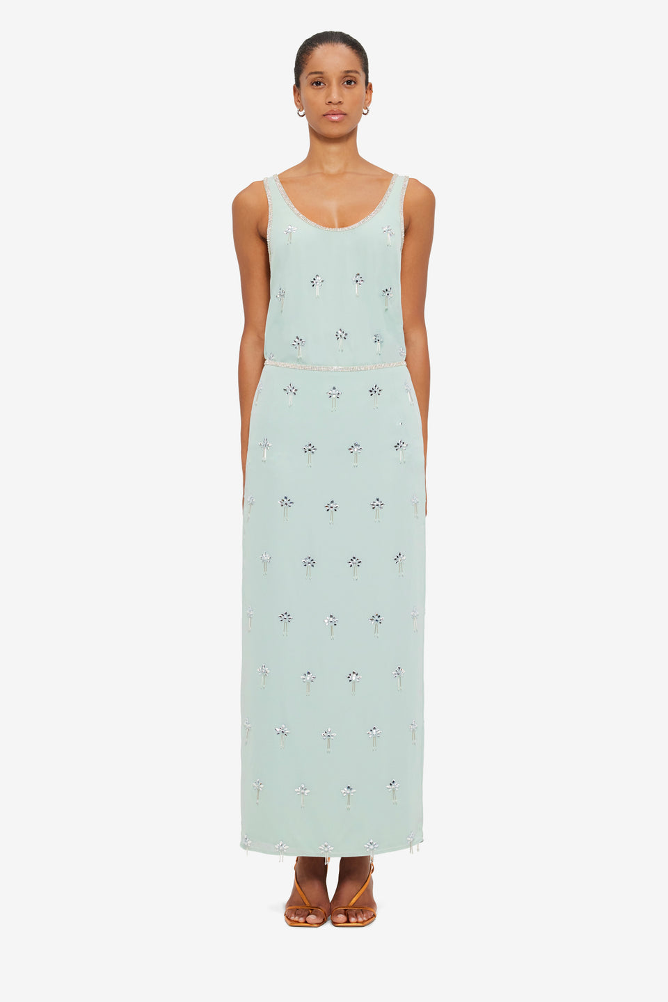 Exclusive LEO LIN Clementine Embellished Maxi Skirt - Pistachio