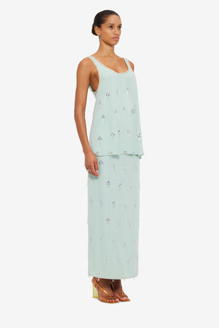 Exclusive LEO LIN Clementine Embellished Maxi Skirt - Pistachio