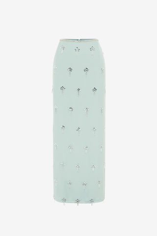 Exclusive LEO LIN Clementine Embellished Maxi Skirt - Pistachio