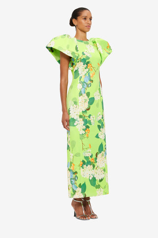 Exclusive LEO LIN Lucinda Printed Maxi Dress - Hydrangea in Lime