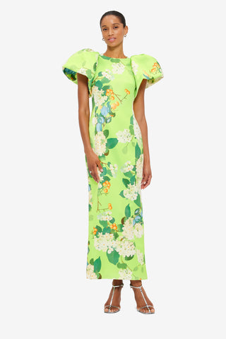 Exclusive LEO LIN Lucinda Printed Maxi Dress - Hydrangea in Lime