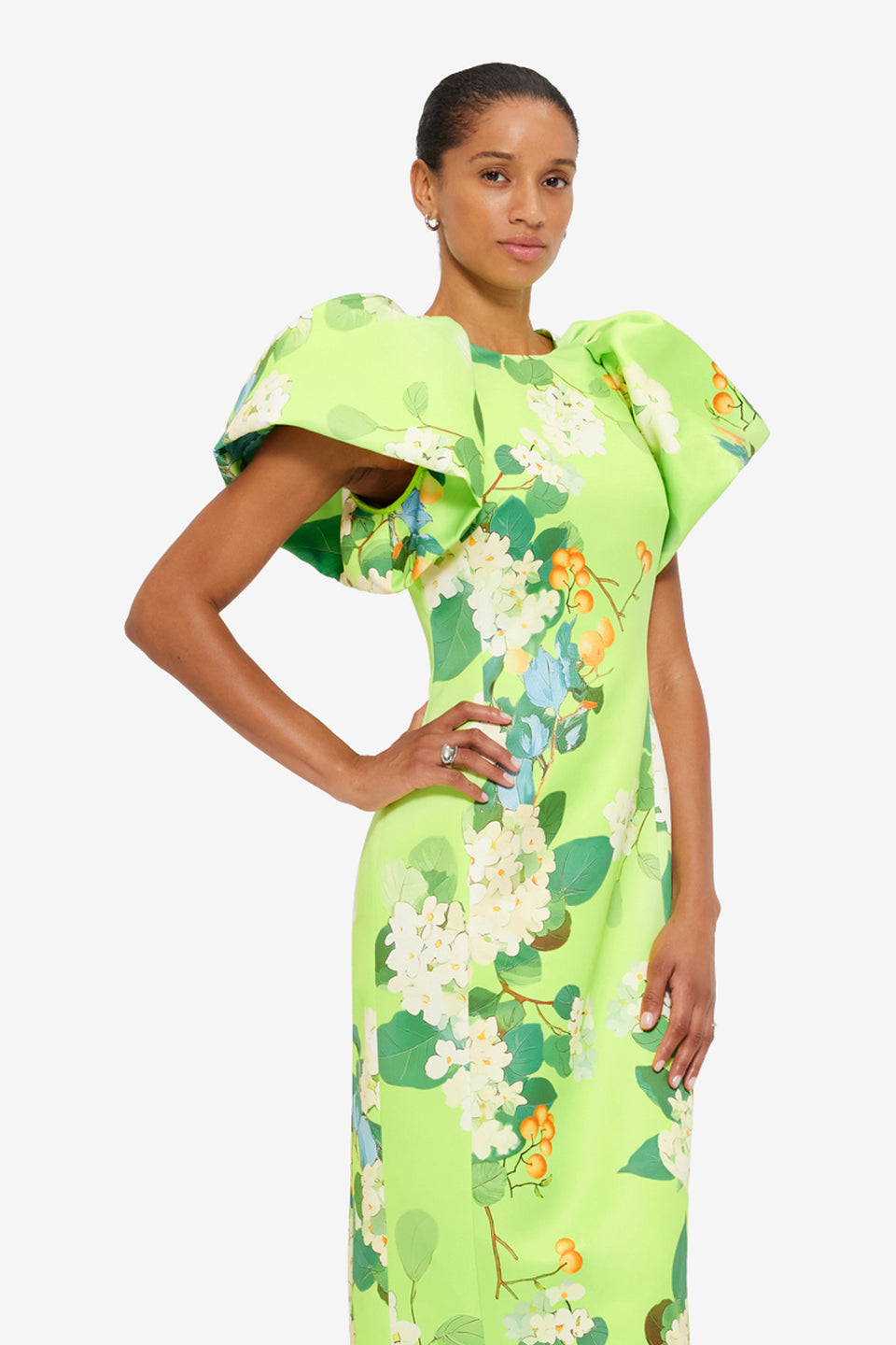 Exclusive LEO LIN Lucinda Printed Maxi Dress - Hydrangea in Lime