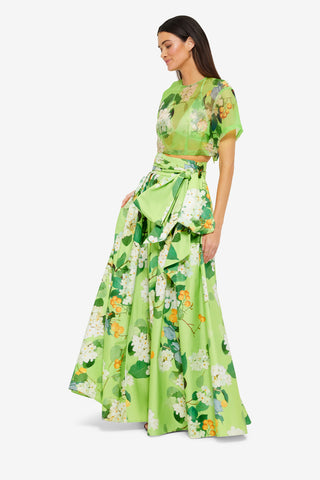 Exclusive LEO LIN Valerie Maxi Skirt - Hydrangea in Lime