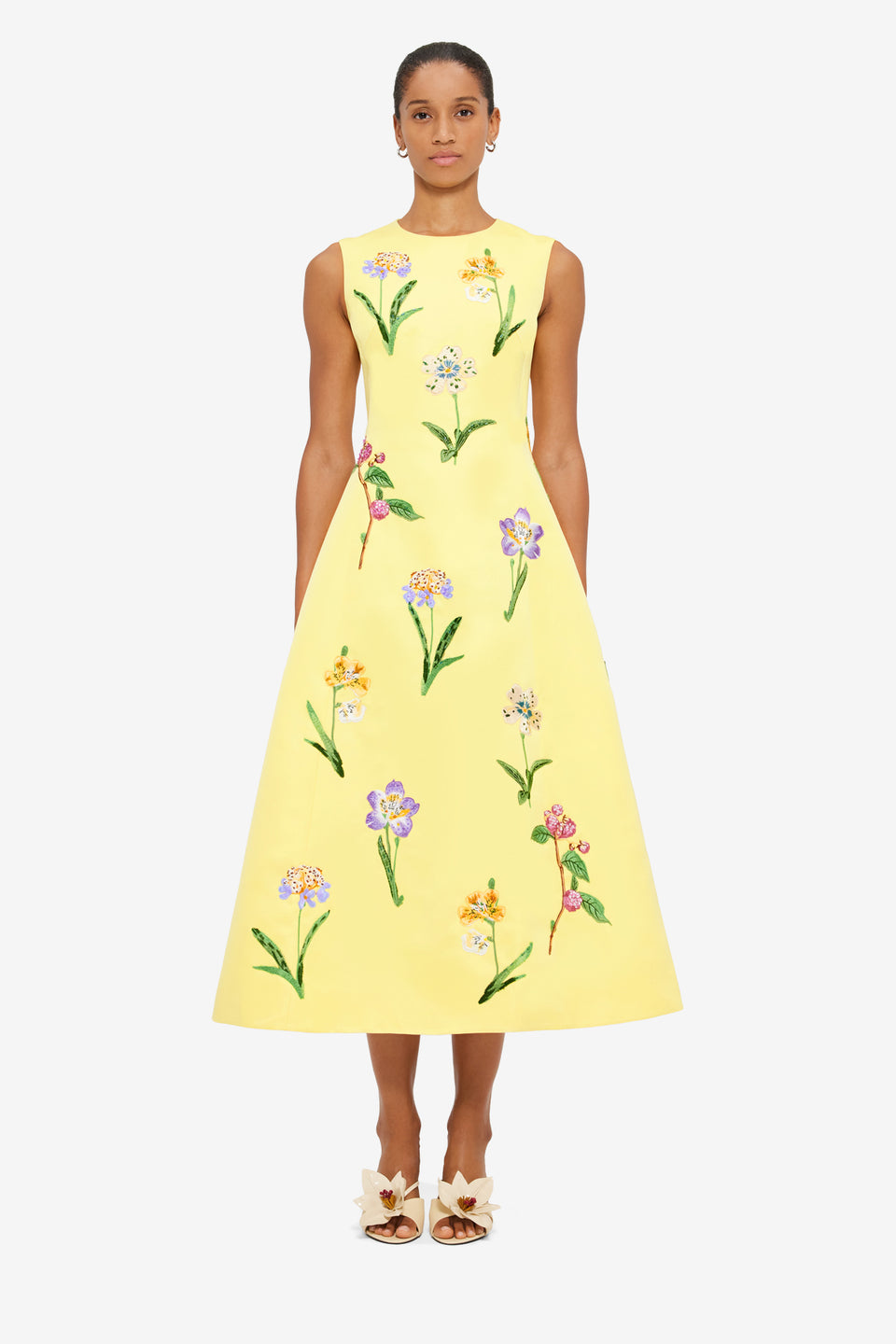 Exclusive LEO LIN Cleo Sleeveless Midi Dress - Wild Flower Print in Sorbet