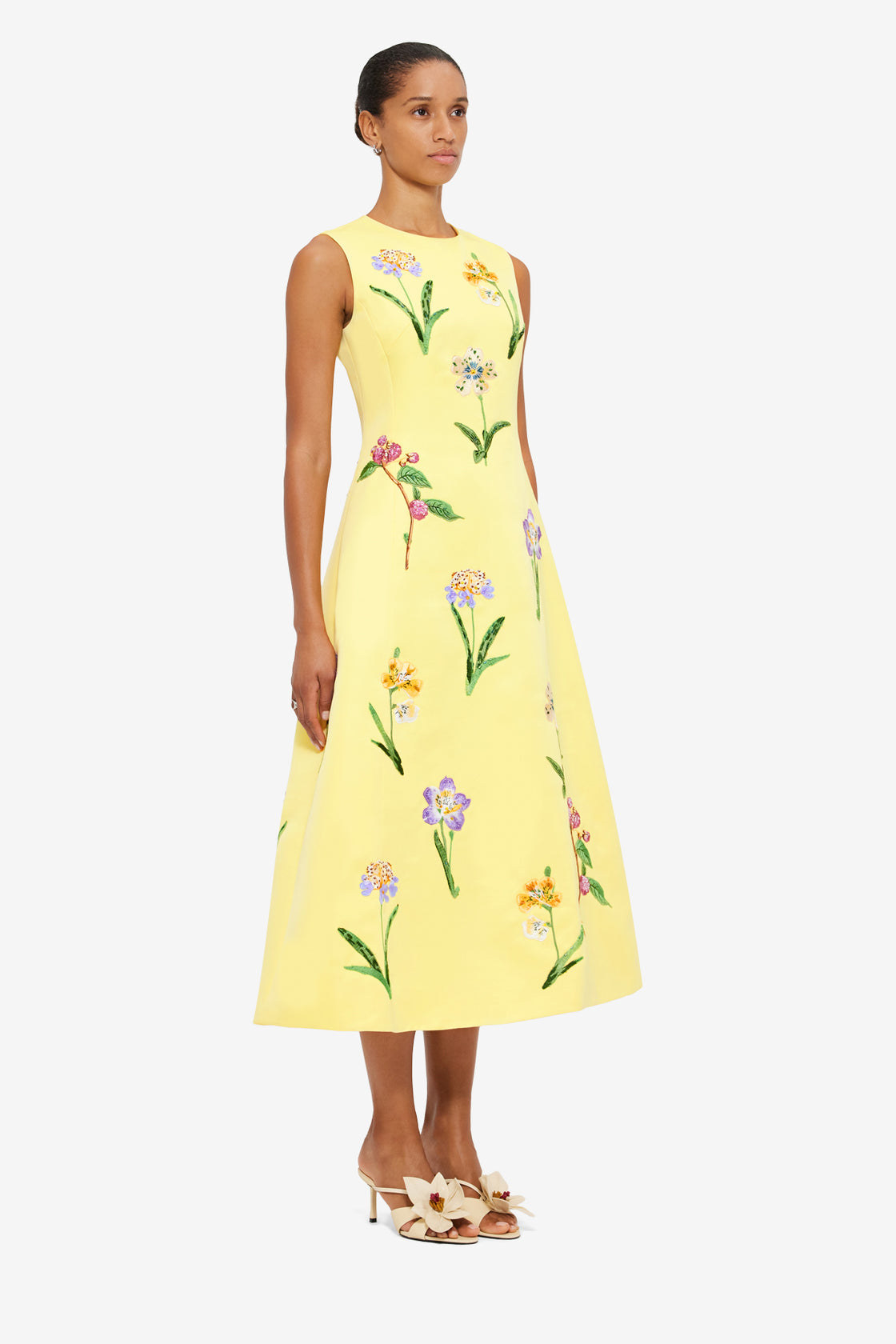 Exclusive LEO LIN Cleo Sleeveless Midi Dress - Wild Flower Print in Sorbet