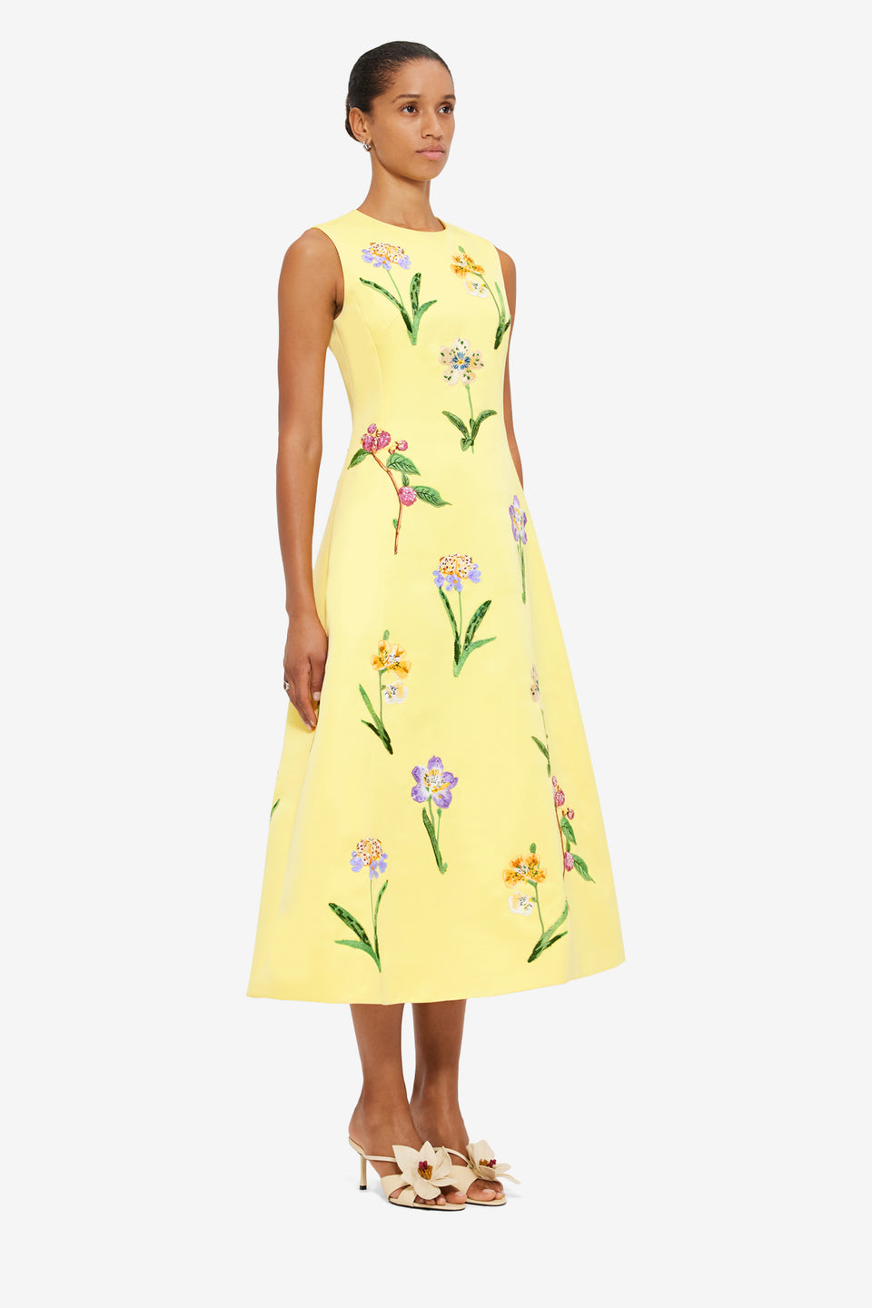Exclusive LEO LIN Cleo Sleeveless Midi Dress - Wild Flower Print in Sorbet