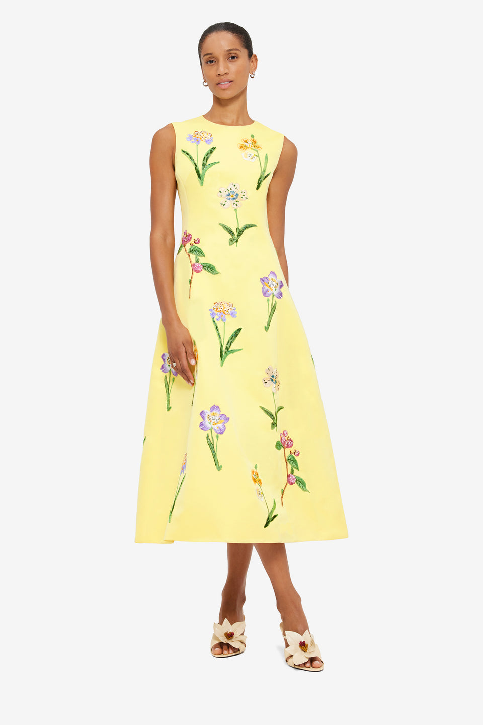Exclusive LEO LIN Cleo Sleeveless Midi Dress - Wild Flower Print in Sorbet