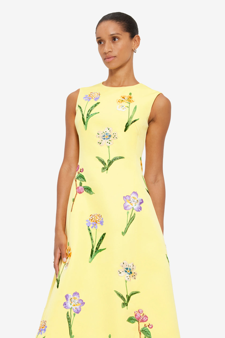 Exclusive LEO LIN Cleo Sleeveless Midi Dress - Wild Flower Print in Sorbet