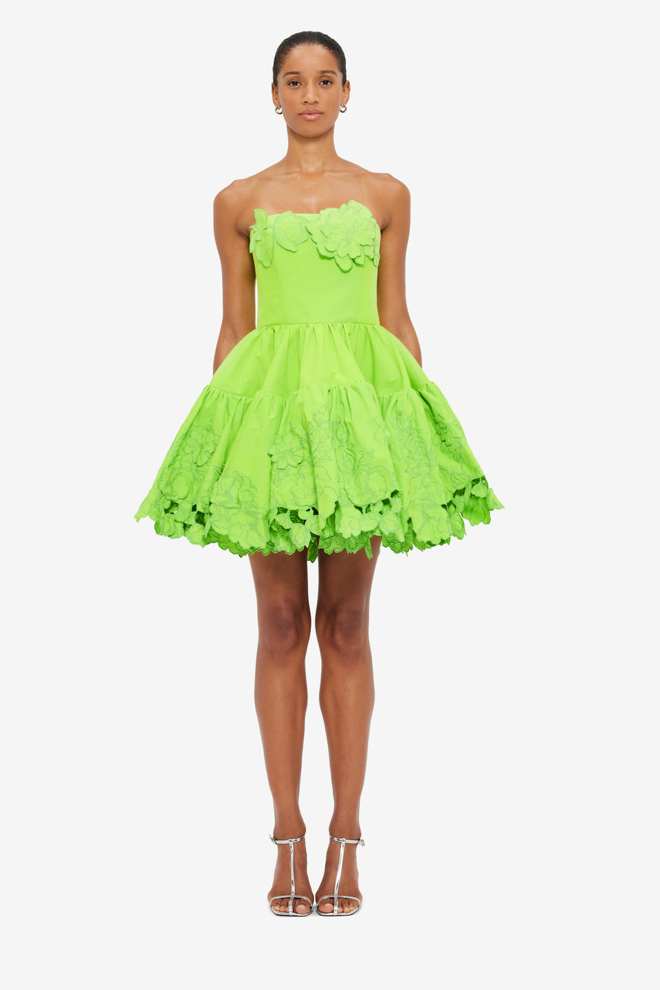 Exclusive LEO LIN Skye Appliqué Bustier Mini Dress - Lime