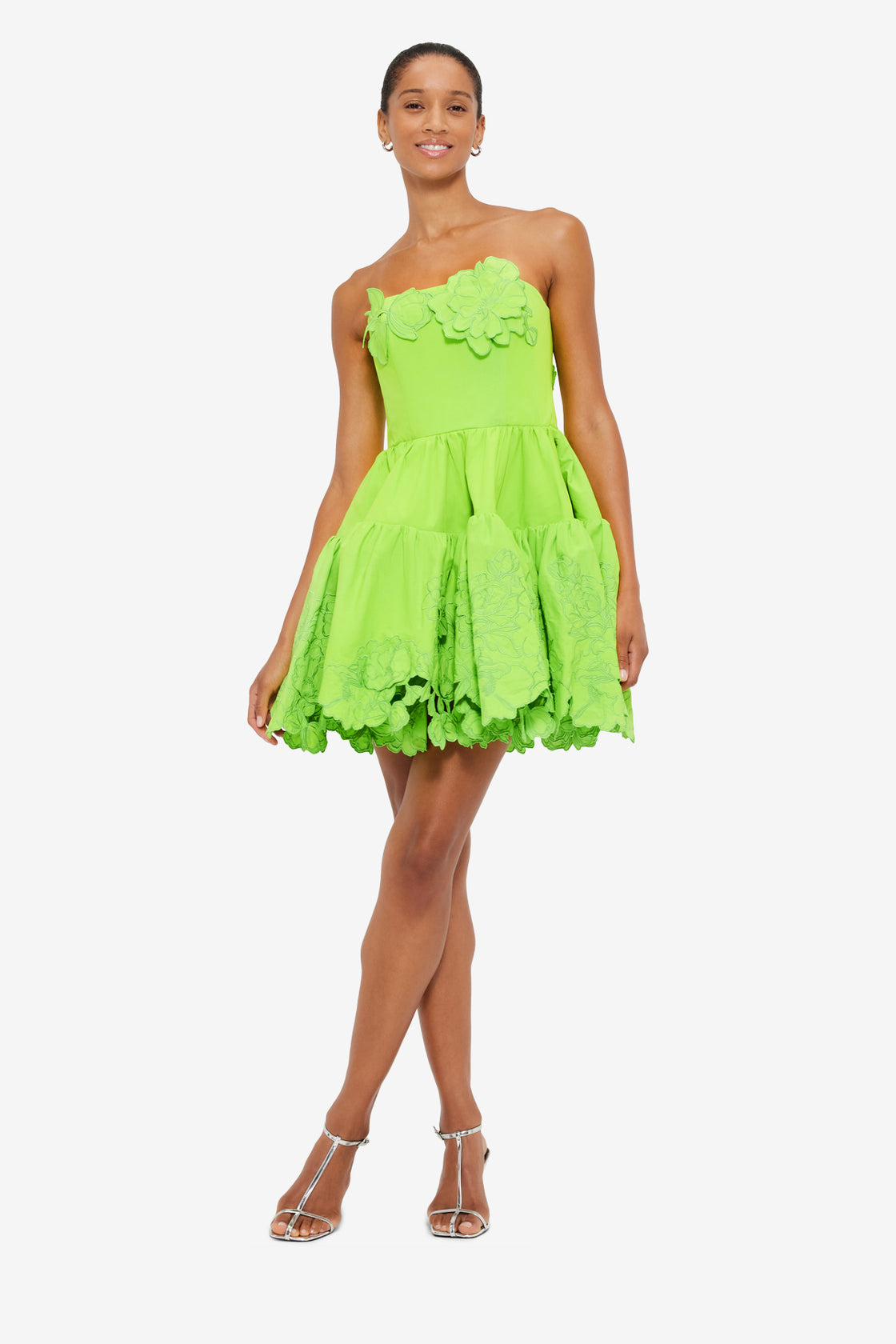 Exclusive LEO LIN Skye Appliqué Bustier Mini Dress - Lime