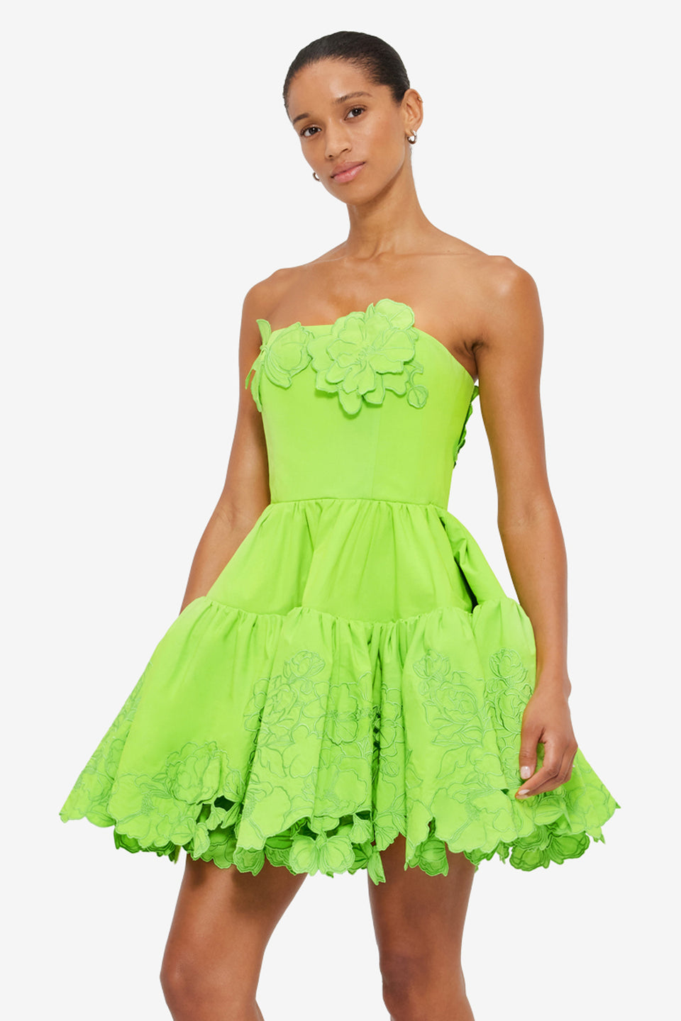 Exclusive LEO LIN Skye Appliqué Bustier Mini Dress - Lime