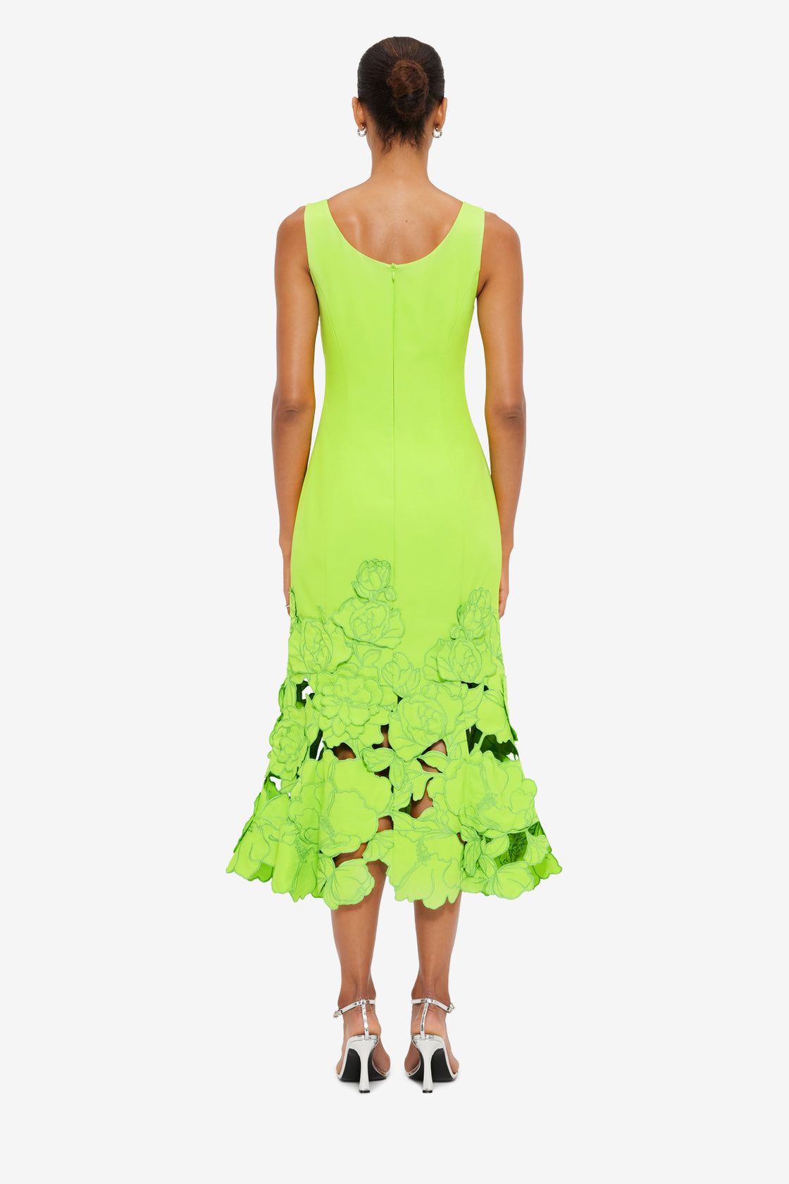 Exclusive LEO LIN Emily Appliqué Midi Dress - Lime