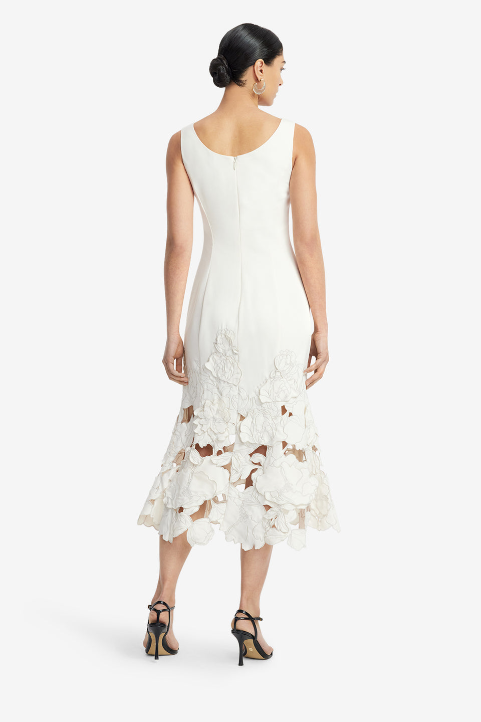 Exclusive LEO LIN Emily Appliqué Midi Dress - Vanilla
