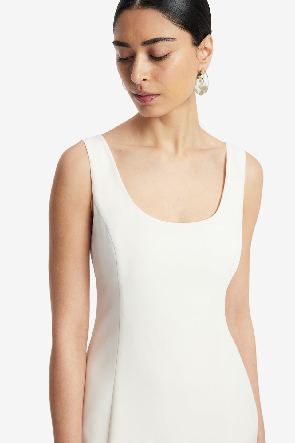 Exclusive LEO LIN Emily Appliqué Midi Dress - Vanilla