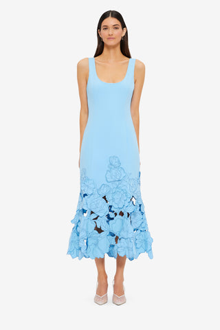 Exclusive LEO LIN Emily Appliqué Midi Dress - Cornflower Blue