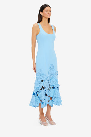 Exclusive LEO LIN Emily Appliqué Midi Dress - Cornflower Blue