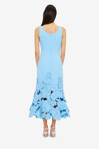 Exclusive LEO LIN Emily Appliqué Midi Dress - Cornflower Blue