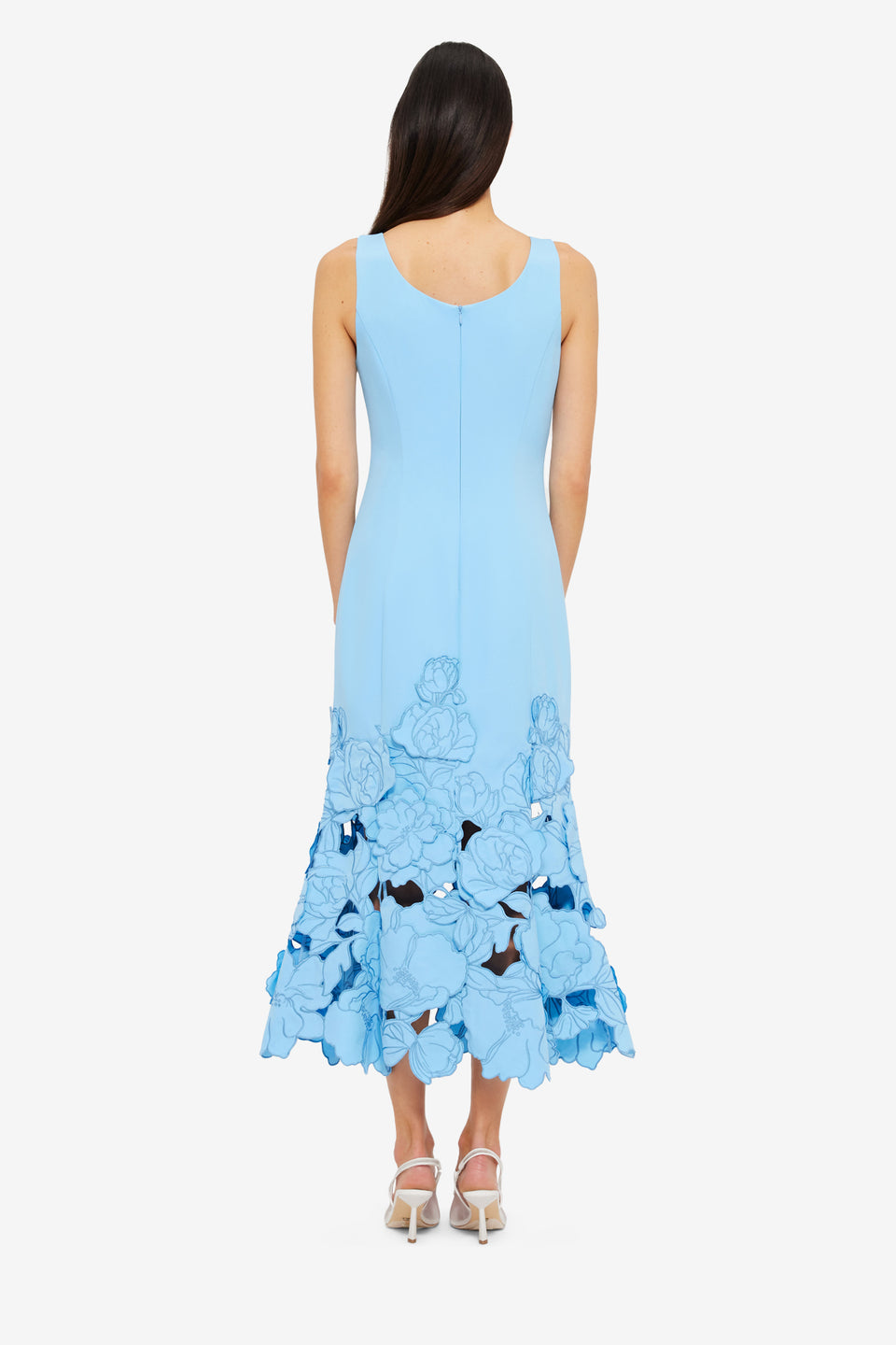 Exclusive LEO LIN Emily Appliqué Midi Dress - Cornflower Blue