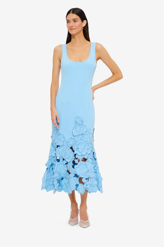 Exclusive LEO LIN Emily Appliqué Midi Dress - Cornflower Blue