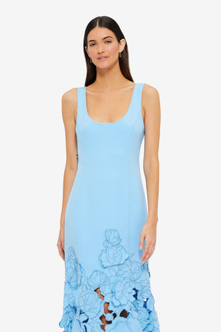 Exclusive LEO LIN Emily Appliqué Midi Dress - Cornflower Blue