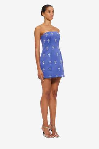 Exclusive LEO LIN Roselle Embellished Bustier Mini Dress - Sapphire