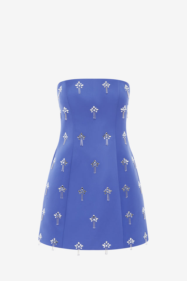 Exclusive LEO LIN Roselle Embellished Bustier Mini Dress - Sapphire