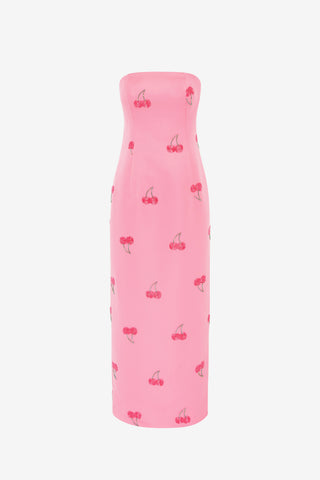 Exclusive LEO LIN Rayna Embellished Bustier Maxi Dress - Pink Cherry Beading