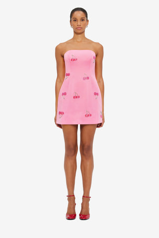 Exclusive LEO LIN Roselle Embellished Bustier Mini Dress - Pink Cherry Beading