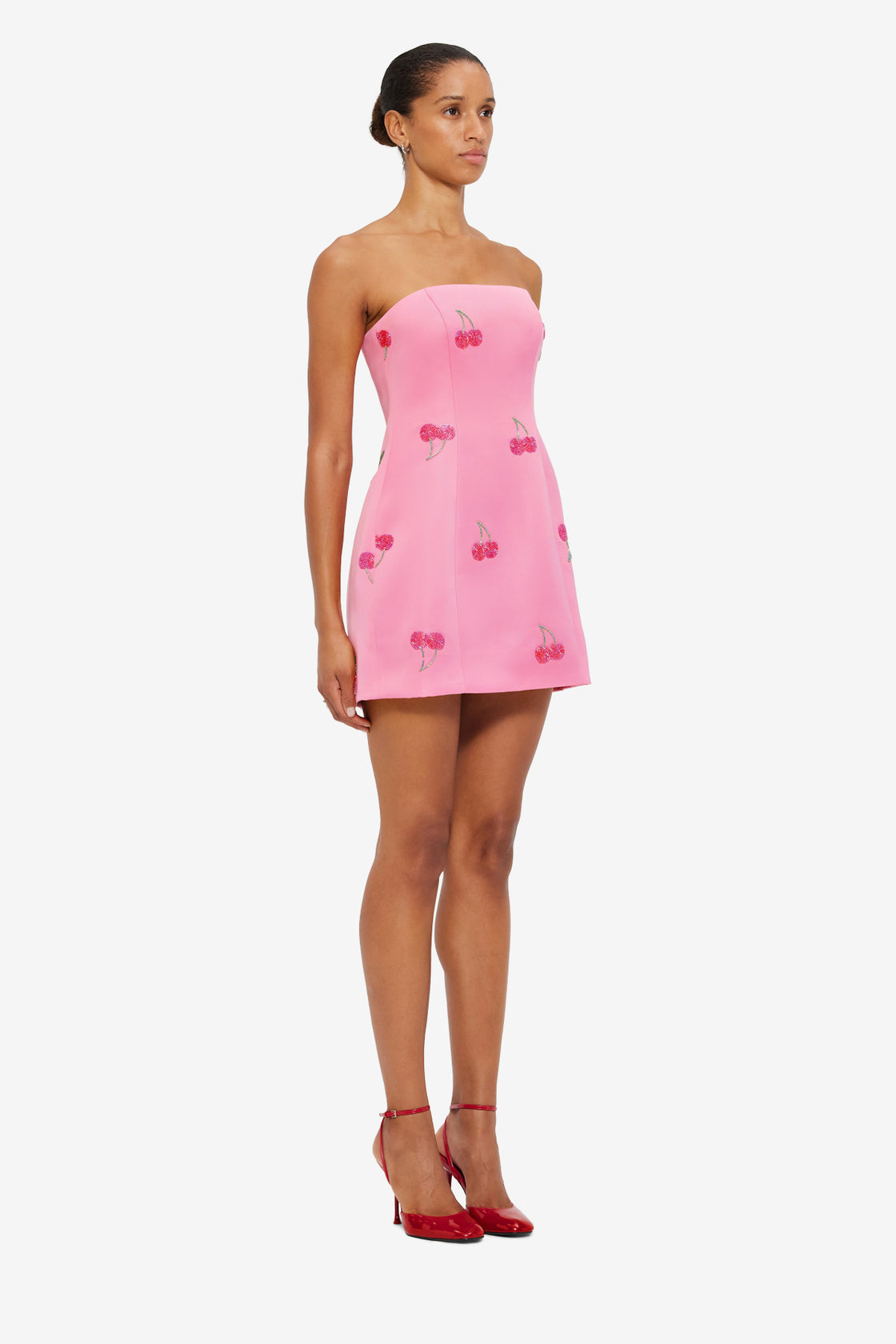 Exclusive LEO LIN Roselle Embellished Bustier Mini Dress - Pink Cherry Beading