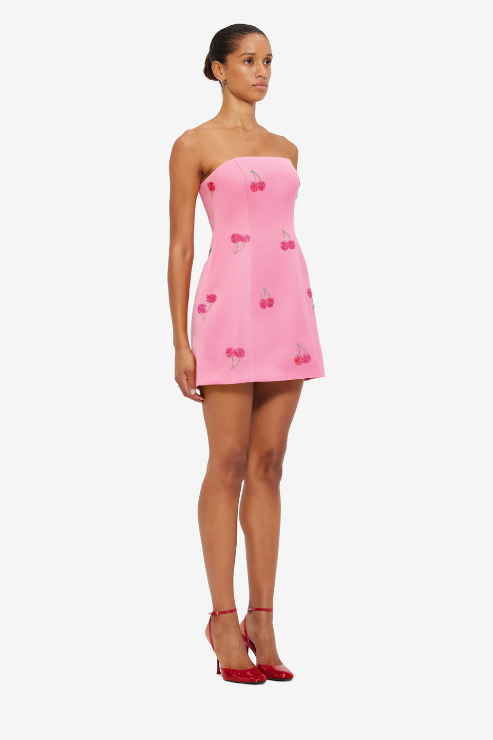 Exclusive LEO LIN Roselle Embellished Bustier Mini Dress - Pink Cherry Beading