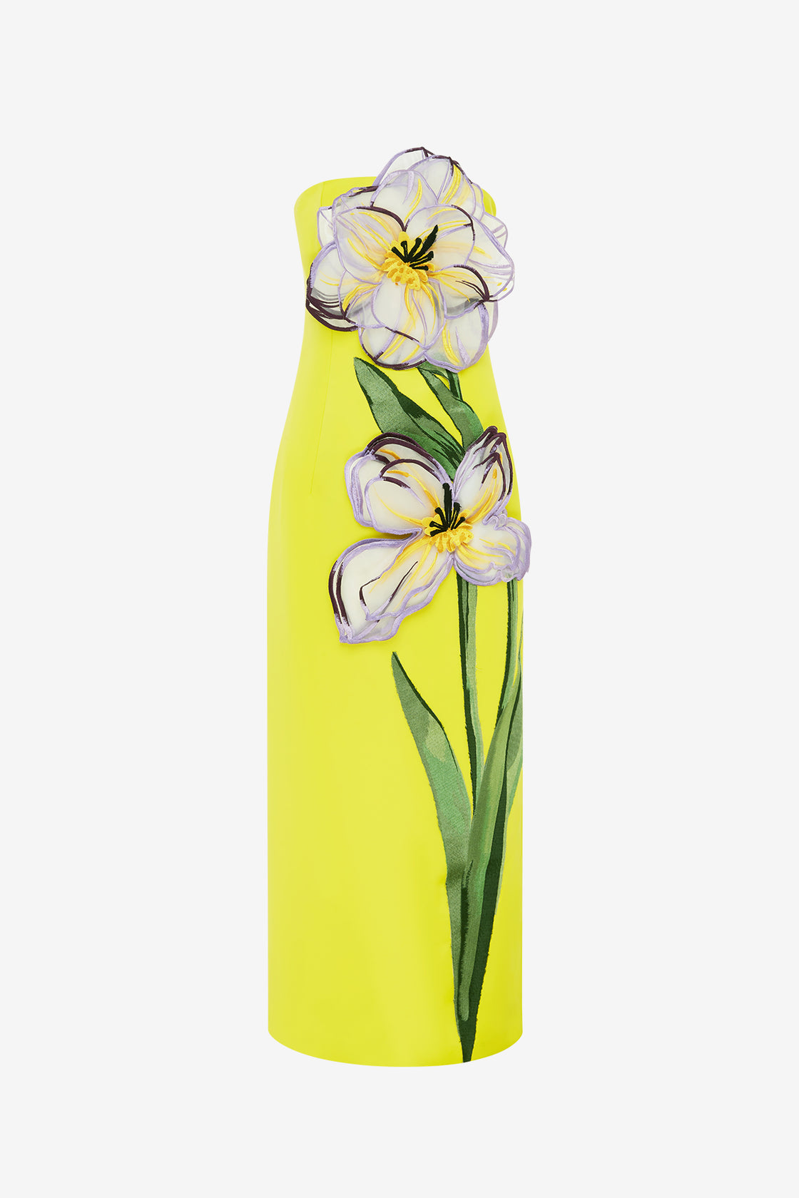 Exclusive LEO LIN Rayna Appliqué Floral Maxi Dress - Iris Print in Yellow