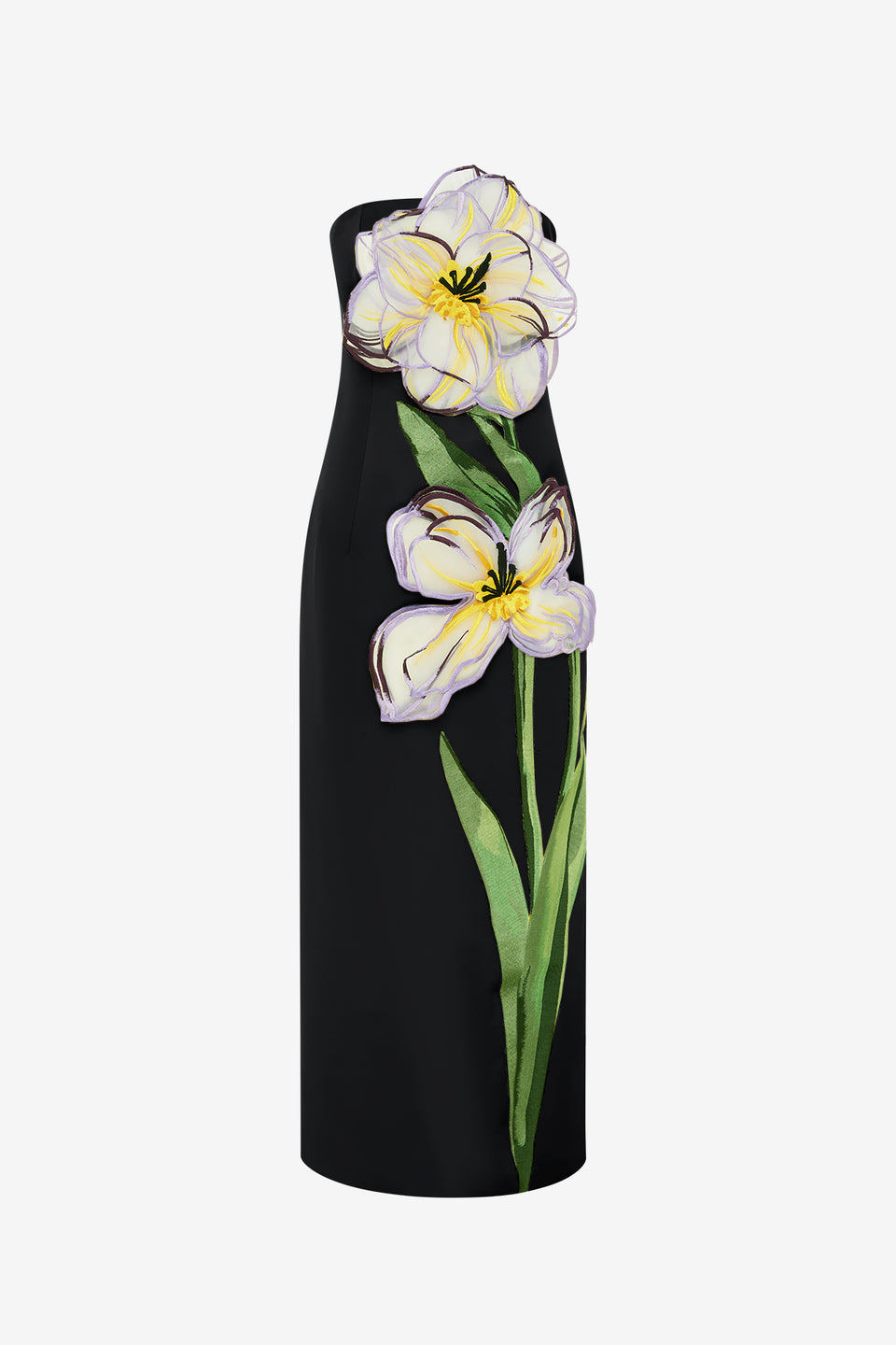 Exclusive LEO LIN Rayna Appliqué Floral Maxi Dress - Iris Print in Ebony