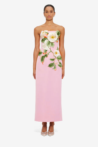 Exclusive LEO LIN Rayna Appliqué Floral Bustier Maxi Dress - Camelia Print