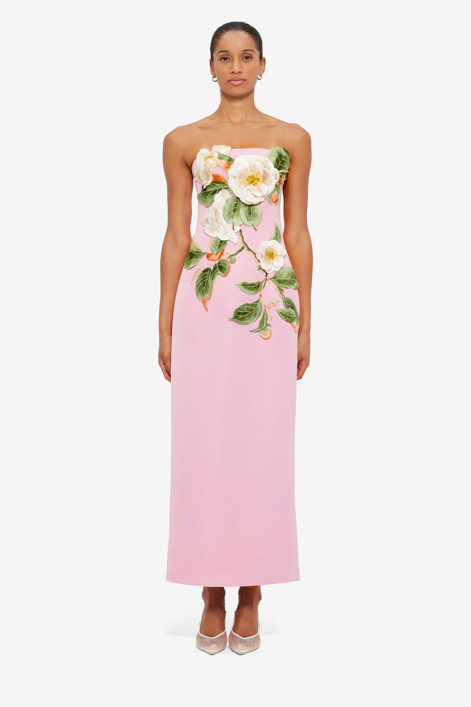 Exclusive LEO LIN Rayna Appliqué Floral Bustier Maxi Dress - Camelia Print