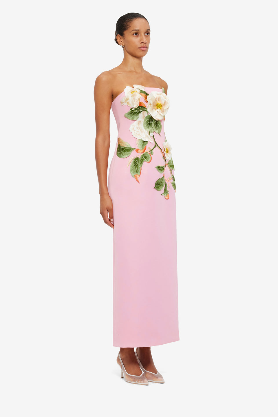Exclusive LEO LIN Rayna Appliqué Floral Bustier Maxi Dress - Camelia Print
