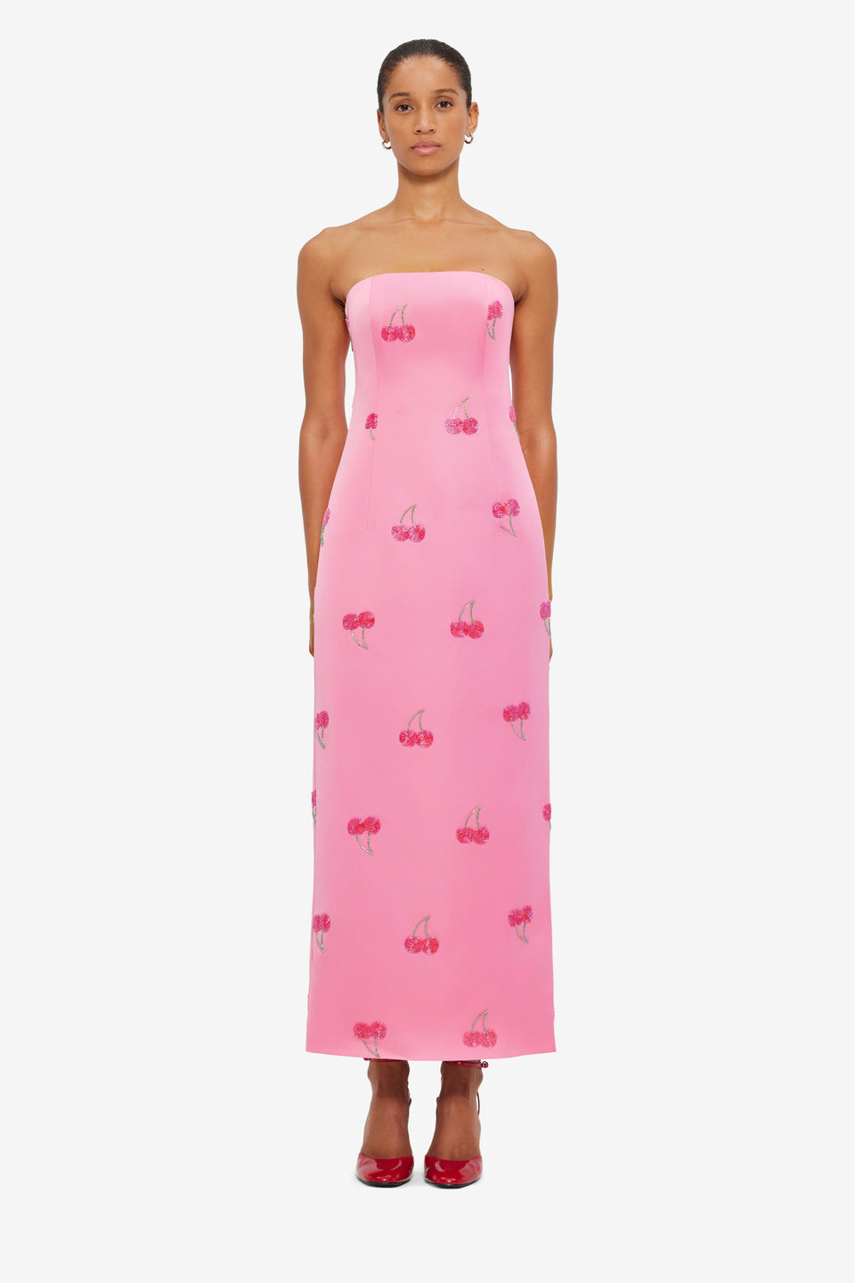 Exclusive LEO LIN Rayna Embellished Bustier Maxi Dress - Pink Cherry Beading