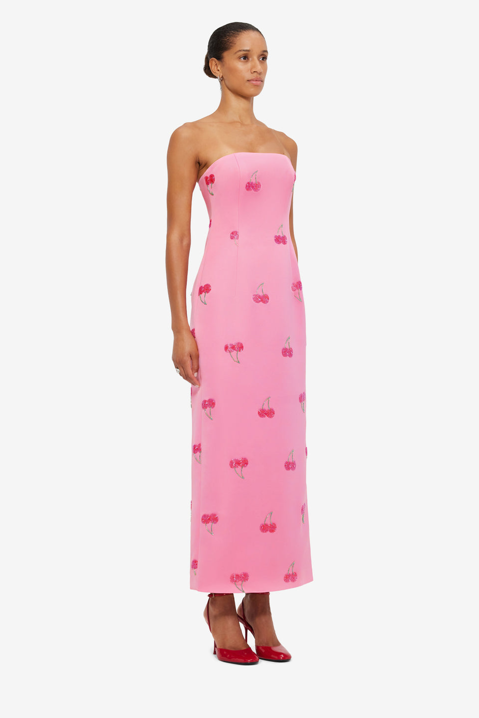 Exclusive LEO LIN Rayna Embellished Bustier Maxi Dress - Pink Cherry Beading