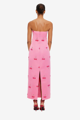 Exclusive LEO LIN Rayna Embellished Bustier Maxi Dress - Pink Cherry Beading