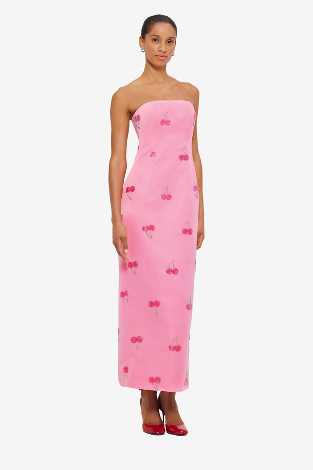 Exclusive LEO LIN Rayna Embellished Bustier Maxi Dress - Pink Cherry Beading