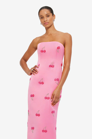 Exclusive LEO LIN Rayna Embellished Bustier Maxi Dress - Pink Cherry Beading