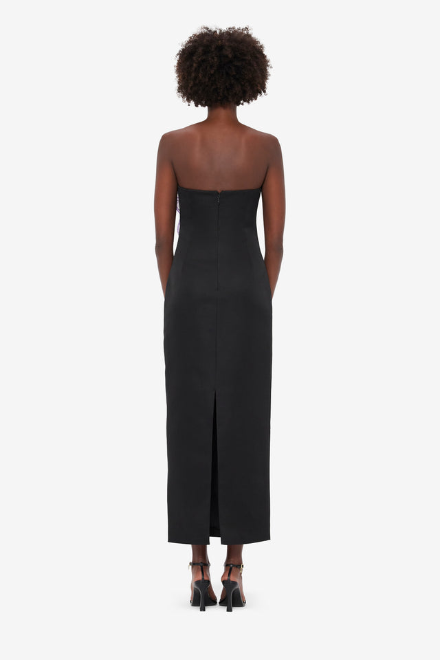 Exclusive LEO LIN Rayna Appliqué Floral Maxi Dress - Iris Print in Ebony