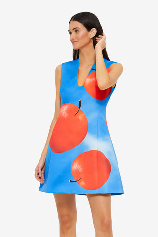 Exclusive LEO LIN Briana V Neck Mini Dress - Apple Print