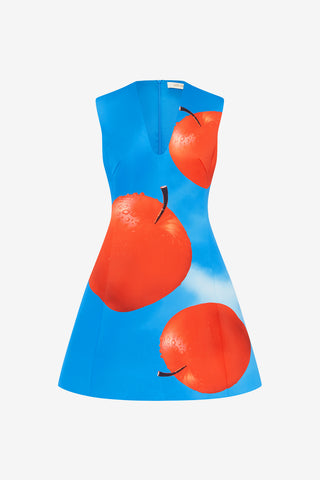 Exclusive LEO LIN Briana V Neck Mini Dress - Apple Print