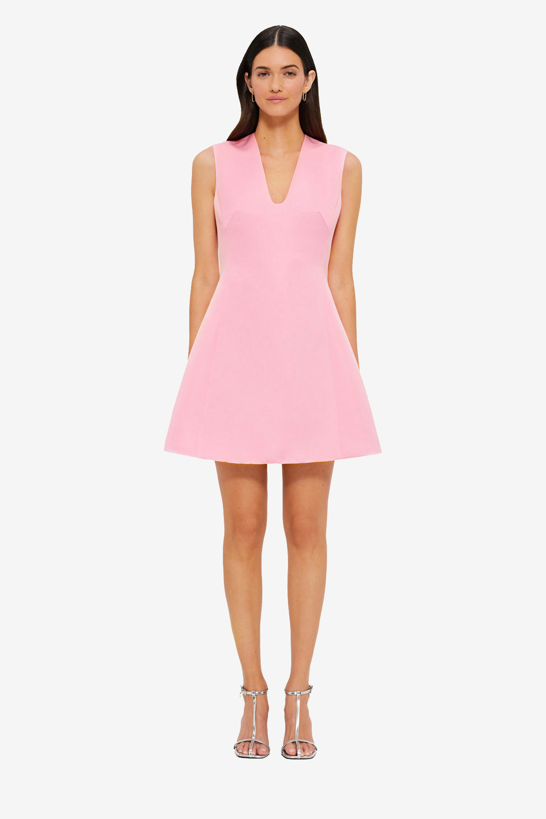 Exclusive LEO LIN Briana V Neck Mini Dress - Flamingo